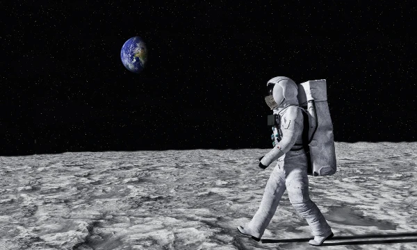 Astronaut having a walk on the Moon