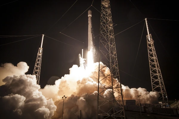 Moments after a rocket launch
